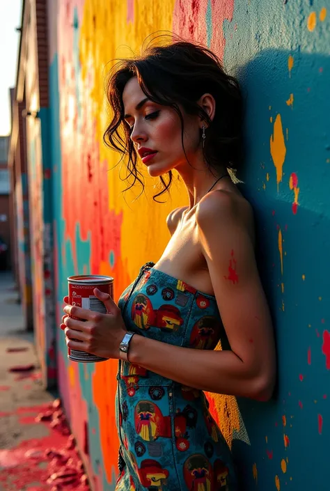 Sexy girl with paint cans and a wall that says Full Color 