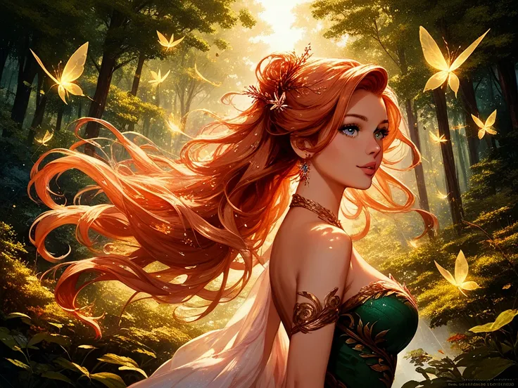 A beautiful fairy-like woman as shown in the reference image　 I have long hair