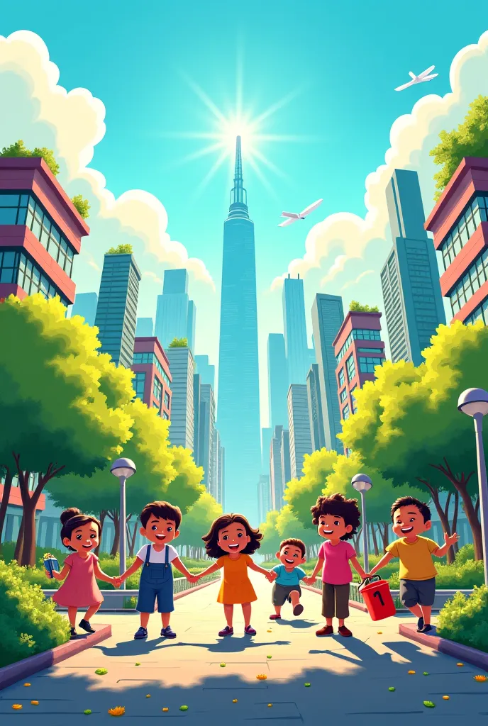 A cartoon poster about a city blooming because of good governance 