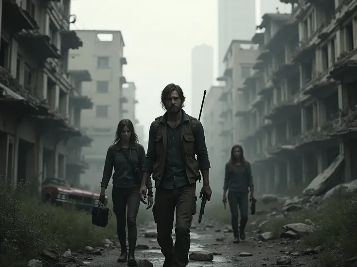 create an image based on the game THE LAST OF US,  in shades of gray 
