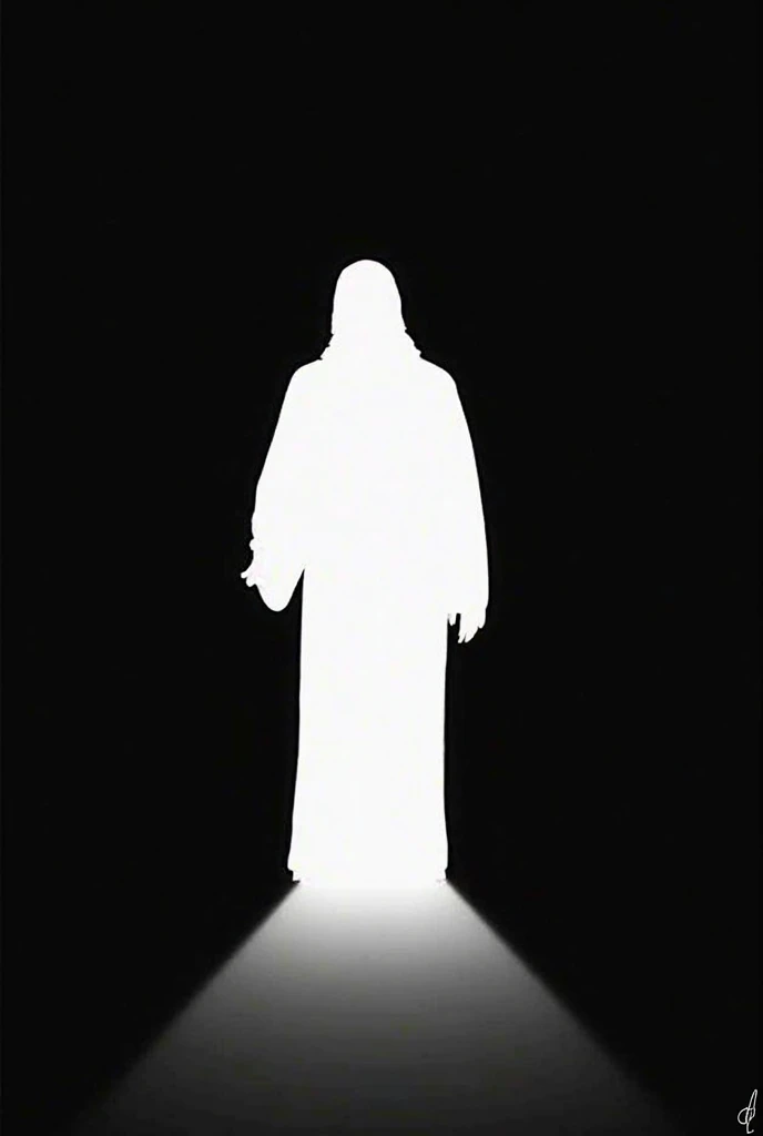 Images of the Nazarene (Jesus Christ of Holy Week) white silhouette,  With a black background 