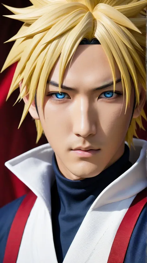 **Prompt:**  
"Minato Namikaze, the Fourth Hokage of the Hidden Leaf Village, is depicted as a **real human character** with ultra-realistic, highly detailed features. His face is youthful yet commanding, with sharp, symmetrical features and a warm, confid...