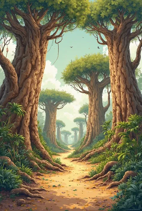 Alley of baobab drawing