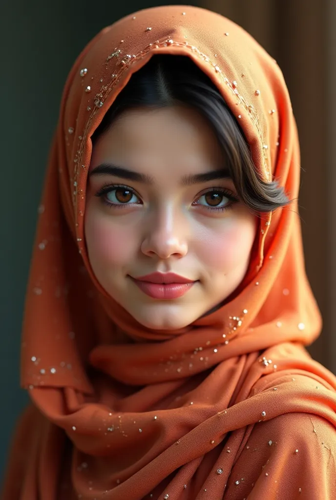 A girl with hijab with the face of Selena Gomez 