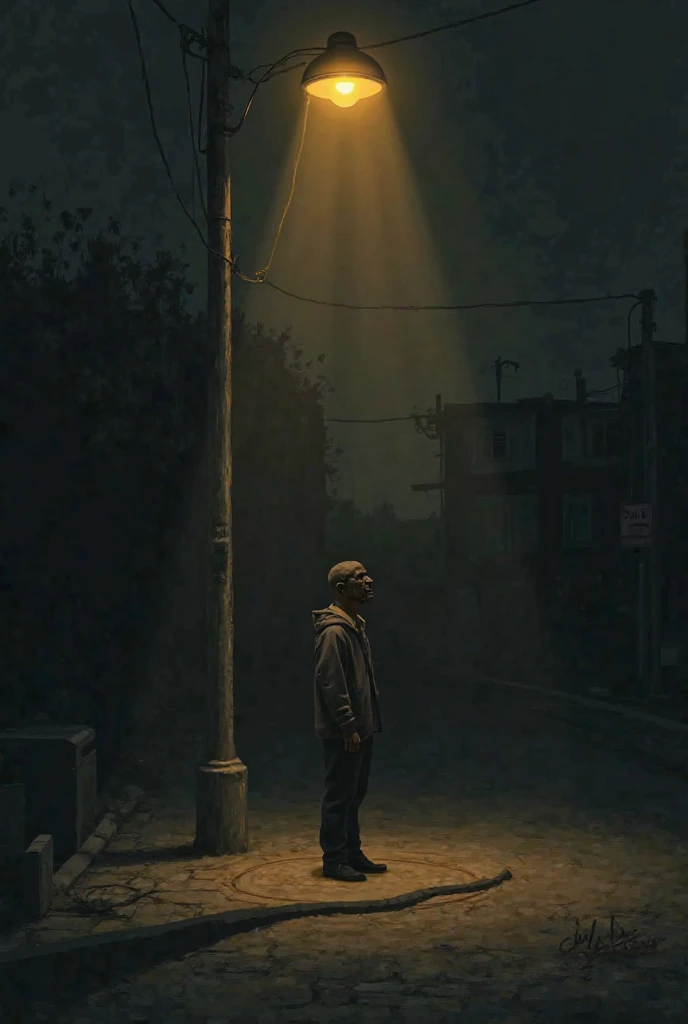 A Lone Figure Under a Streetlamp