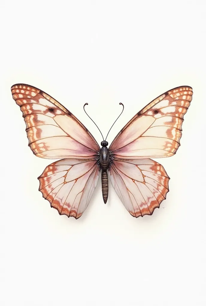 Beautiful and cute open butterfly, aquarelada em  shabby chic colors, with completely white background. in focus, with excellent viewing quality.