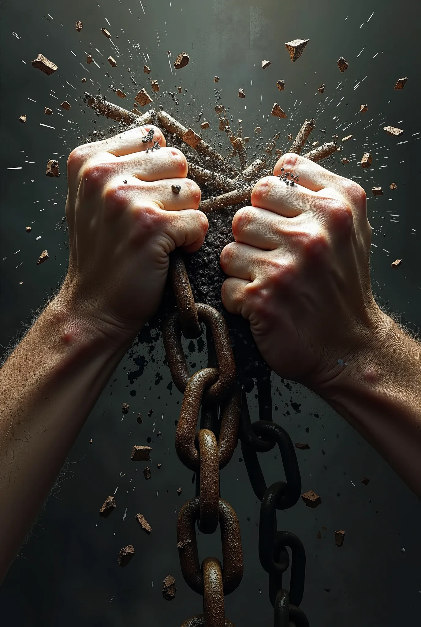 Fists breaking chains