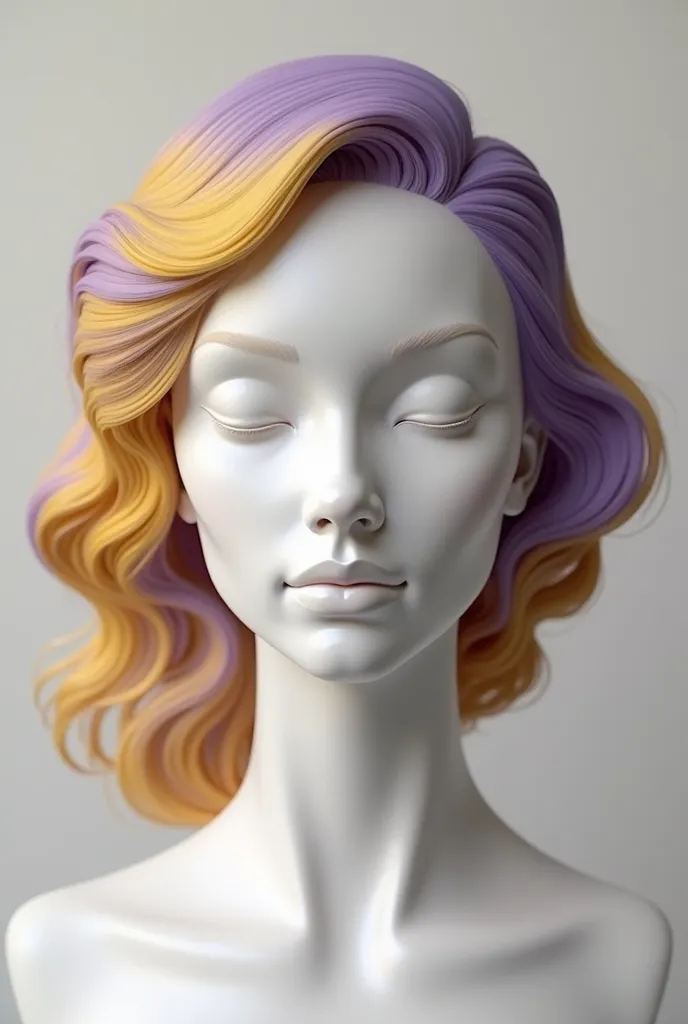 I need a clean mannequin face woman to hair purple and yellow mixed
to use as a display