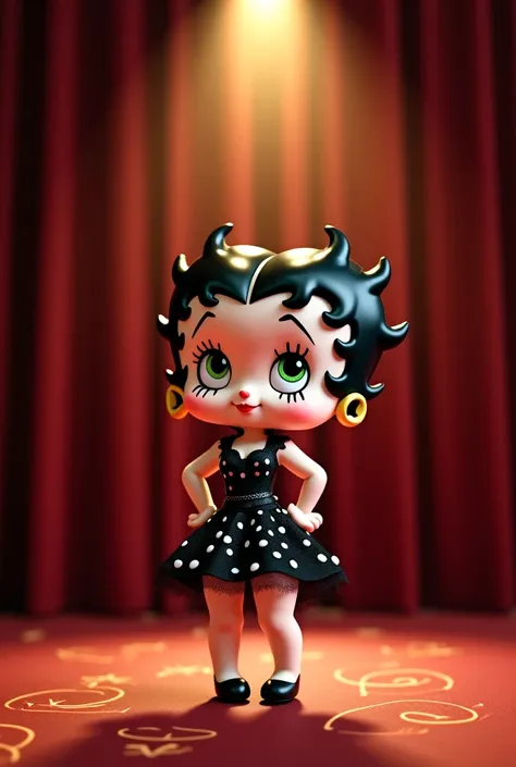 A cute kitten ,Dressed as Betty Boop on a stage 