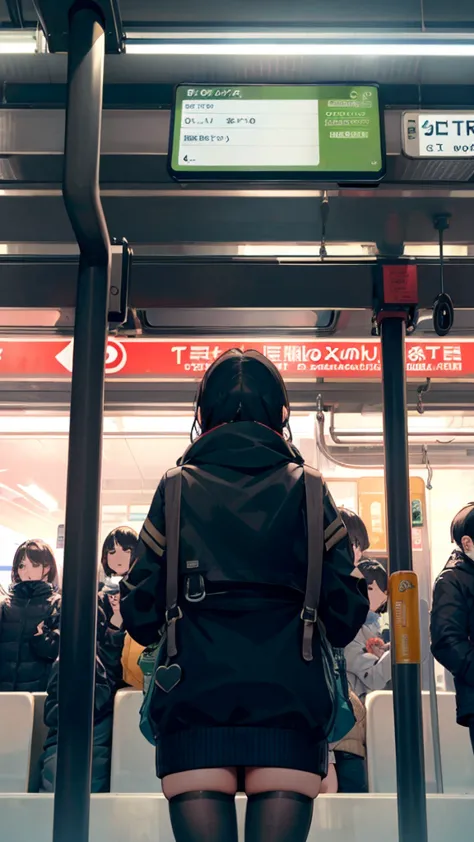 train， subway platform ，Noise々like，Crowd （（masterpiece））