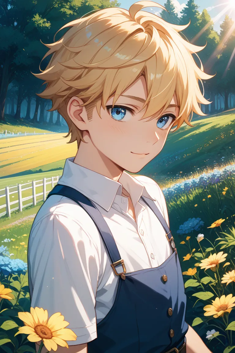 Make him a boy with blond hair color and eyes