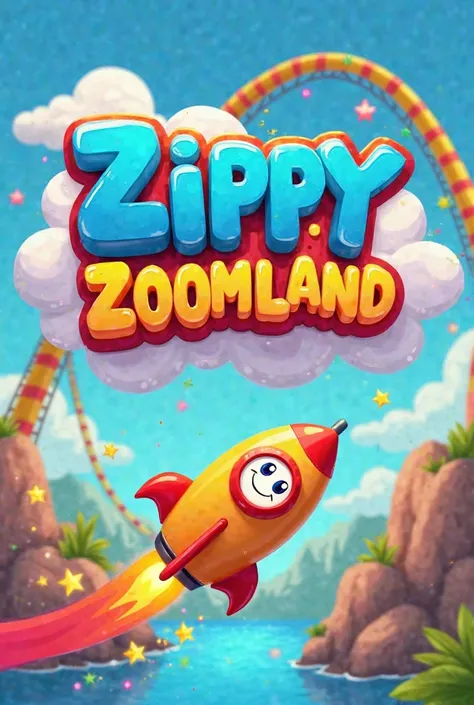 A playful and colorful YouTube logo for a s' cartoon channel named 'Zippy Zoomland.' The logo features a whimsical, cartoonish font with bold, rounded letters in bright colors like blue, yellow, and pink. The background is a vibrant, magical landscape with...