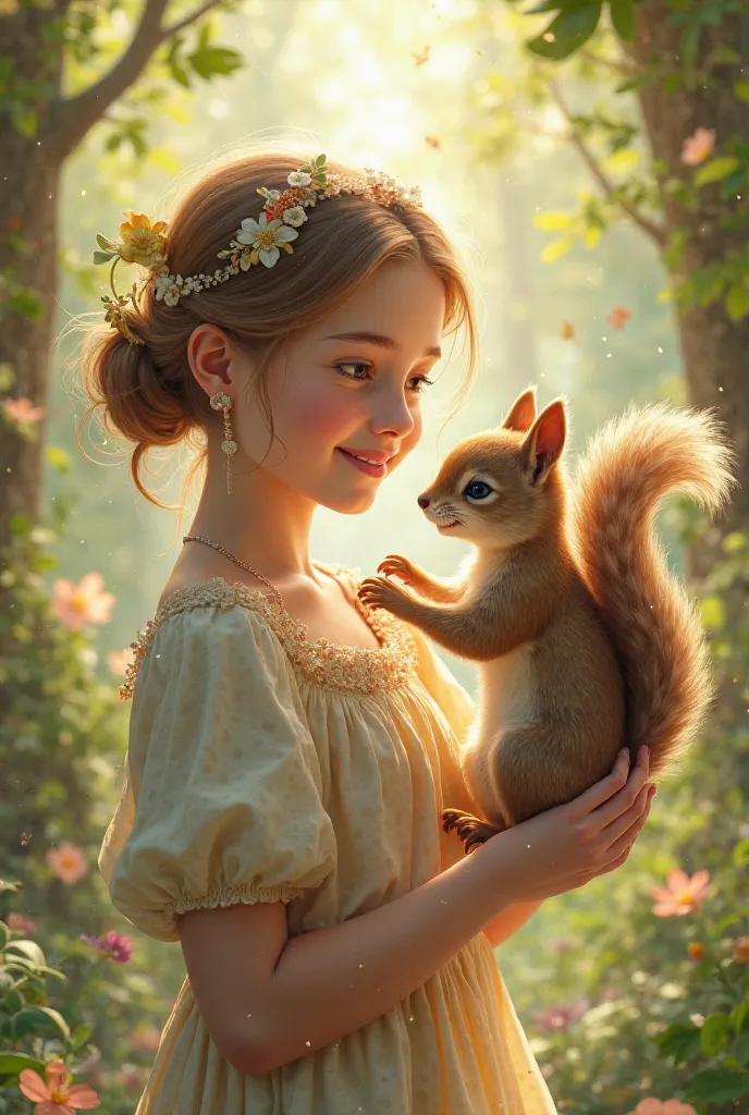 A girl with a squirrel