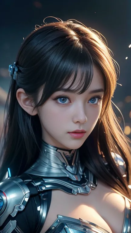 intricate and decorative anime CG style, Ultra-detailed fantasy characters, 4K Highly Detailed Digital Art, Hmm、Carol in the back,  宇宙のサイボーグgoddess , illuminating a beautiful piece of digital art, 2. 5d cgi anime fantasy artwork created by ultra-high perfo...