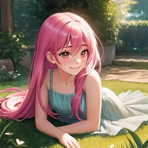 1 girl crouching, High Resolution, long hair, smiles, pink hair
One Piece