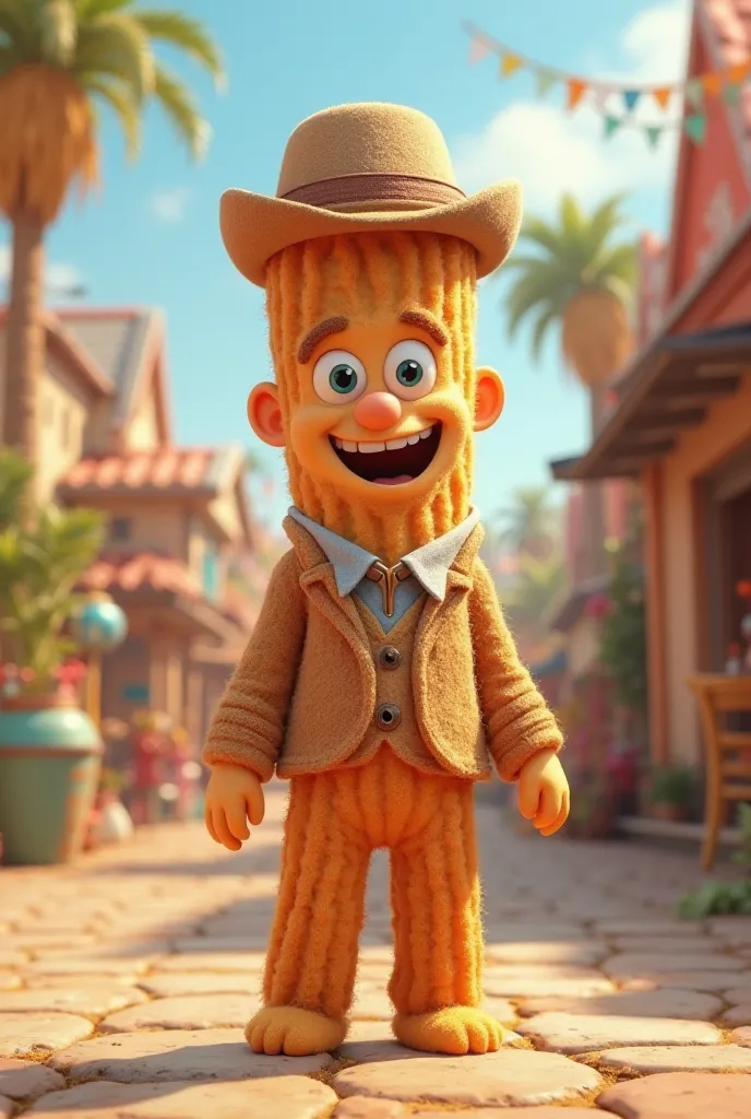 An animation of a churro dressed as a man 