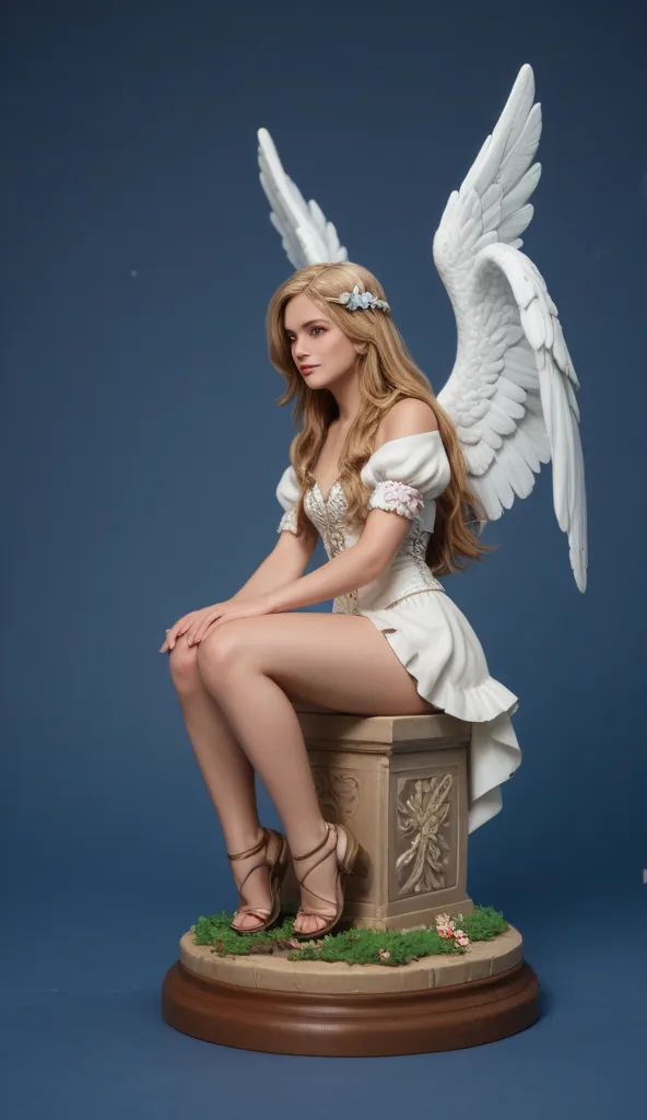 
  
A figurine, a sculpture made of plaster. a beautiful woman with long hair. sitting on her knees with large angel wings.   , sharp focus, high detail, fantasy style. Greg Rutkowski  . high detail, sharp focus, fantasy style, Greg Rutkowski, Ciro Marcett...