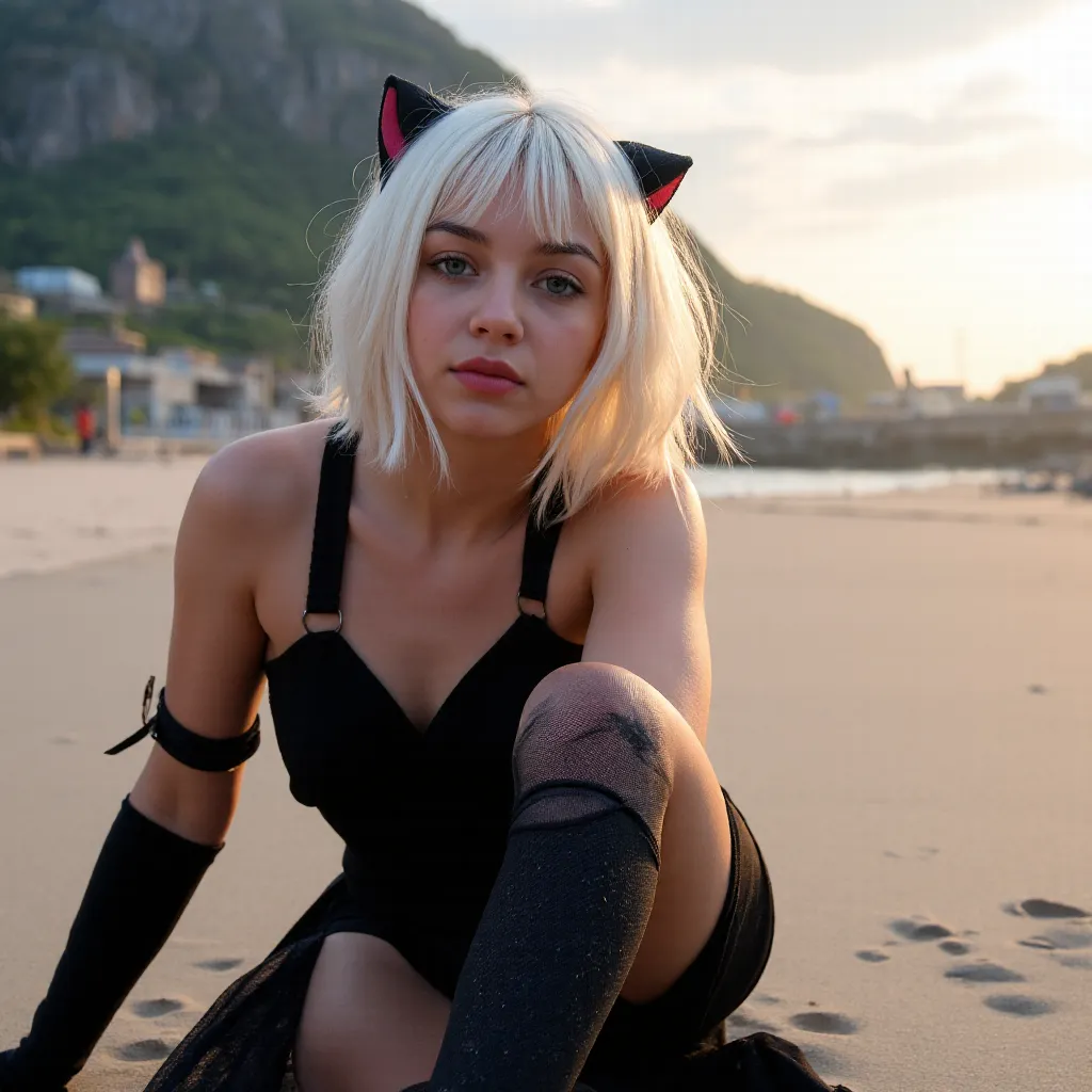 (score_9, score_8, source_photo:1.7), (marvel black_cat_(marvel), marvel, 1girl, white_hair, blue_eyes cosplay:1.5), A masterful photo of a (sweet, adorable, and 18 year old girl:1.1), (ass asshole thick anus:1.3), (asleep, passed out,from below :1.45), (o...