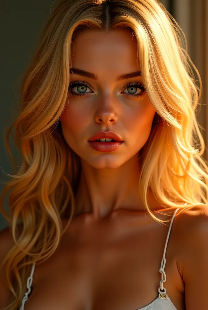 Make a very hot blonde woman 