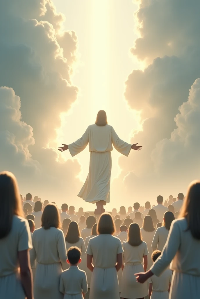 Let's see, I would like to see Christ who is in the clouds, but I would like to see people all dressed in white, as if ascending to his presence, but to see people ascending to his presence on high and him waiting for them with open arms.