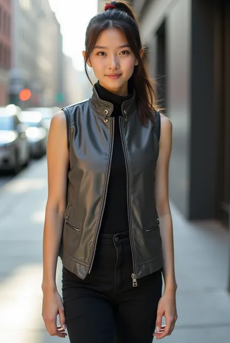 The younger short-sleeved vest flips from the front to the neck