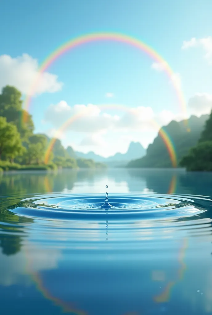 An image referring to World Water Day without people looking at water and rainbows