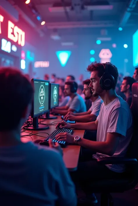 A cinematic and dynamic esports promotional video showcasing the best esports community in Konya at Konya Gıda ve Tarım University. The video features high-energy gaming moments, intense competitions, and an enthusiastic community. Smooth camera transition...