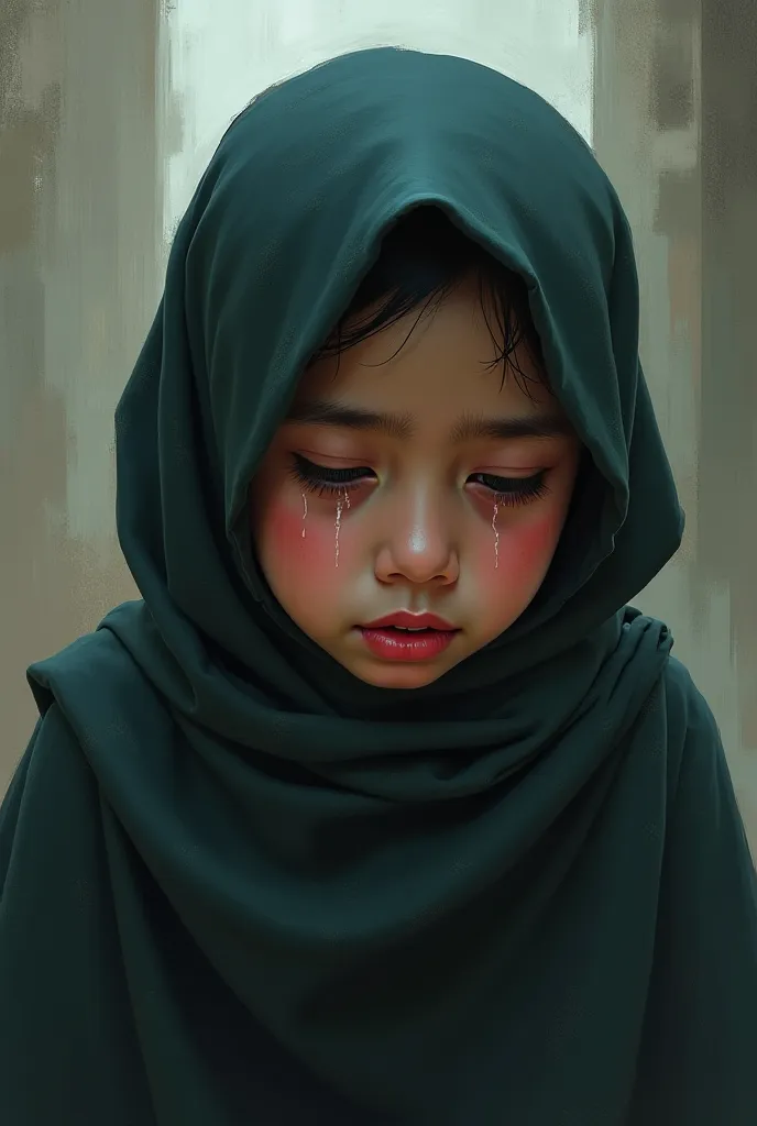 A crying muslim girl