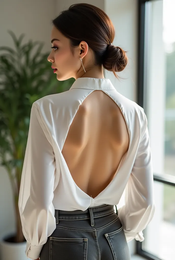 Busy a shirt with an open back 