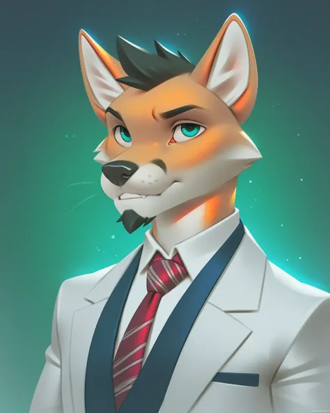 Milesdf, milesdf, Miles_DF, milesdf art style, 
1 male, solo, masterpiece , best quality, furry, 1 Furry male anthro, half body body

A fox, with short beard, white suit, Pompadour hairstyle standing at night in low lighting.