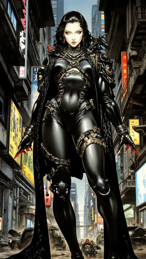 Cyberpunk women，full body，Boichi，in a highly detailed and dynamic style, 