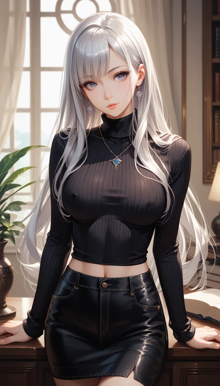 masterpiece, best quality, ultra-detailed, 8k, intricate details, わきDownを見せない, Down, no background, becomes transparent when you stare at it {x}, PE, front view, cowboy shot, perfect and beautiful face, beautiful breasts,  Read more, slim, silver long hair...