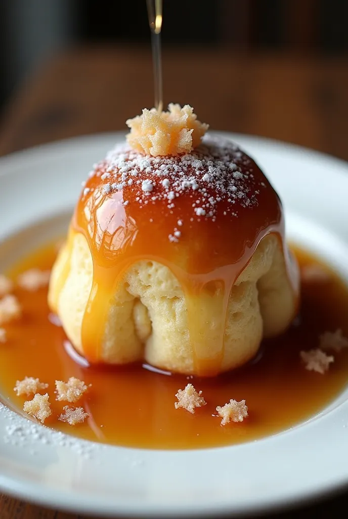 Fluffy candy dipped in rum syrup. Baba al rum italiano