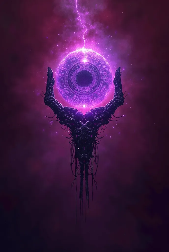 Créer mon un symbole, sous forme d'une orbe d'aura violet noir ou dessus sera noter visiblement (ombre en hiéroglyphes) sur un fond rubis 