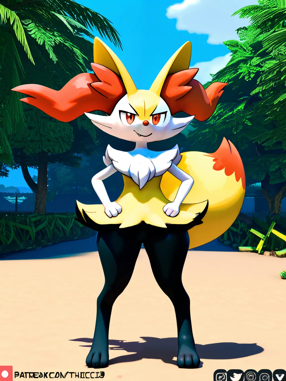 Pokémon Braixen sexy thicc thighs 3D 