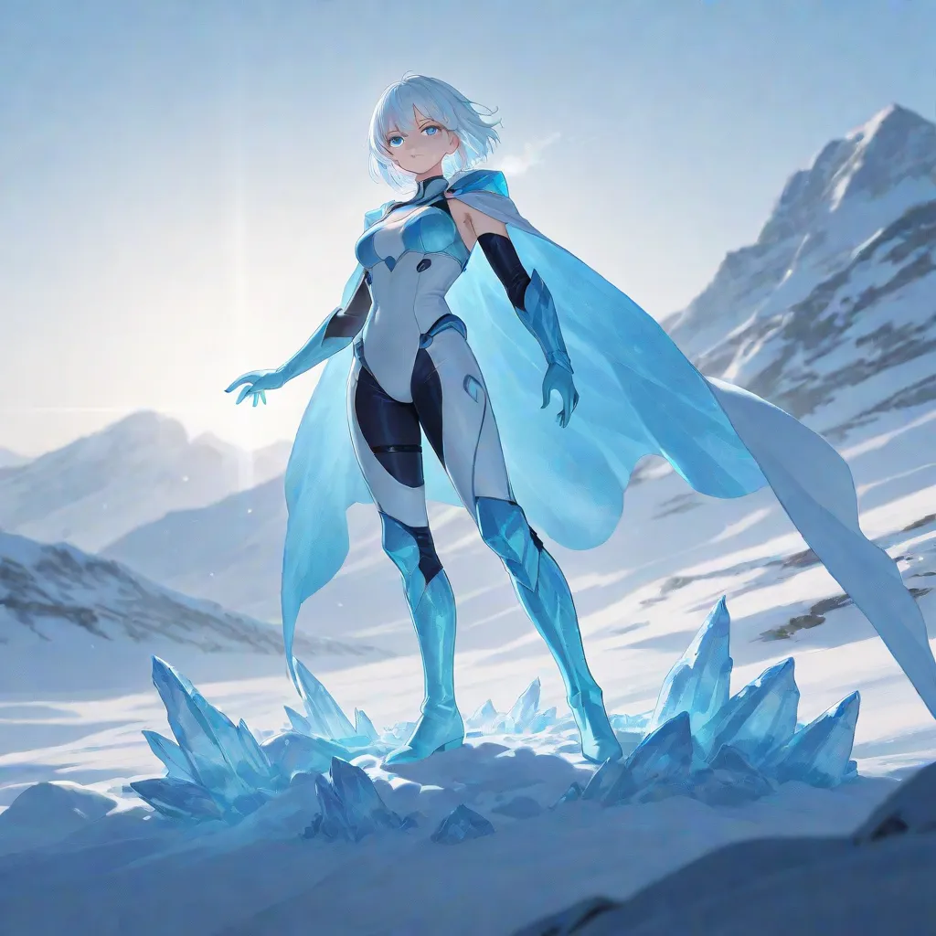 A superhero, macho branco, long hair, ice powers, blue eyes, 