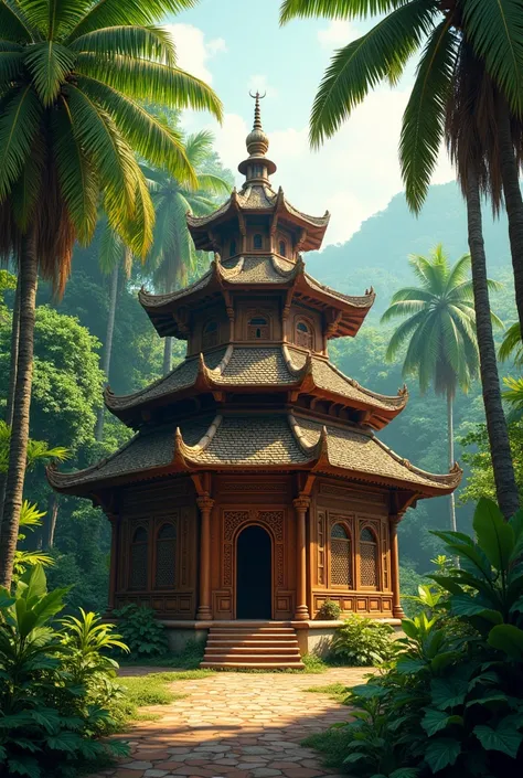 wooden mosque in jungle