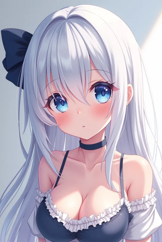 Anime girl, cute, White hair, blue eyes, long haur, Elle, cum in mouth, porn, no wear