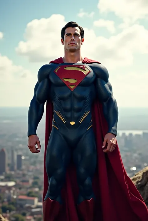 Create Superman standing looking at the horizon 