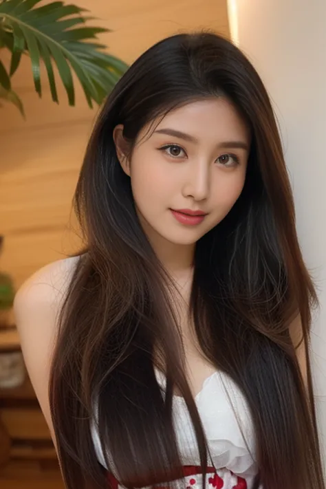 best quality, masterpiece, 8k,  Ultra High Resolution , (photorealistic tilting her head to the left:1.4), one girl、 anatomically accurate 、very long black hair、beautiful expression、   Perfect Figure、 long legs(1.3)、sexy pose, very long hair　(upper body sh...