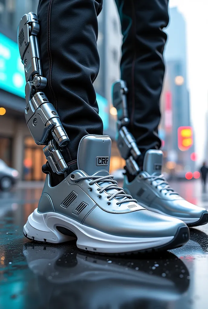 Sneakers that have futuristic robotic arms 