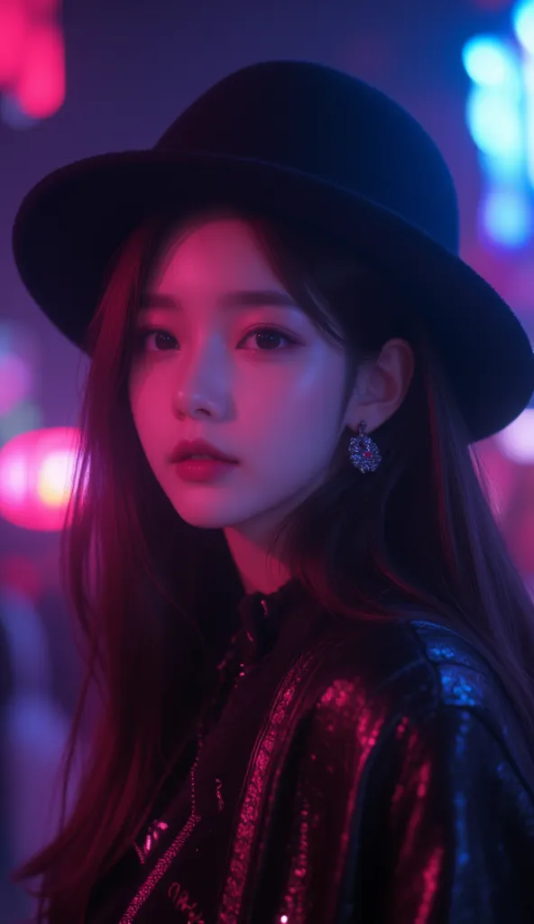 Wearing a black jacket、Alafite woman wearing a black hat, Gemma Chan, blackpink jennie, Chlorine ,  Josie Do Black Pink , Chiho,  she wears streetwear ,  A small black round hat on her head , jisoo do blackpink,  Blackpink's Roseanne Park ,  Brutal Korean ...