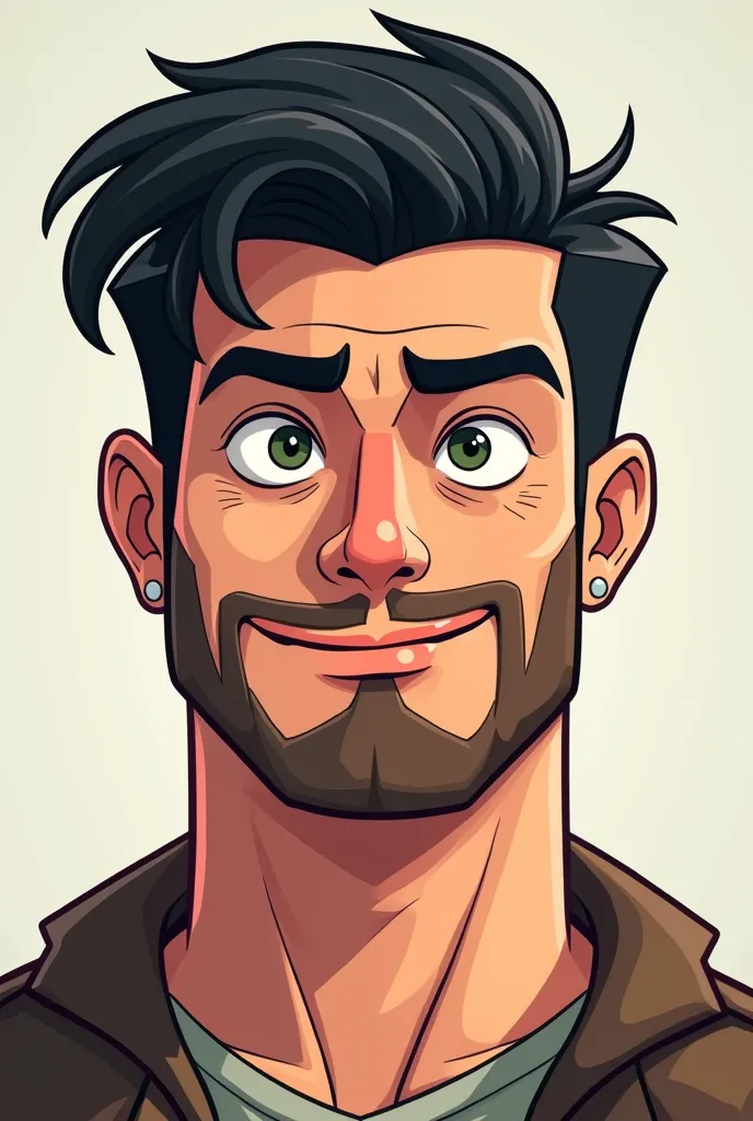 Dark haired man with stuble and square jaw Cartoon drawing