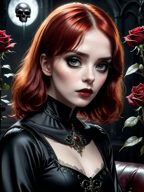 a beautiful girl in a dark gothic fantasy setting, hair,  intricate, dramatic lighting, rich colors, Cinematic, dark moody atmosphere, (the best quality,4k,8K,highres,masterpiece:1.2),ultra-detailed,(realistic,photorealistic,photo-realistic:1.37),detailed ...