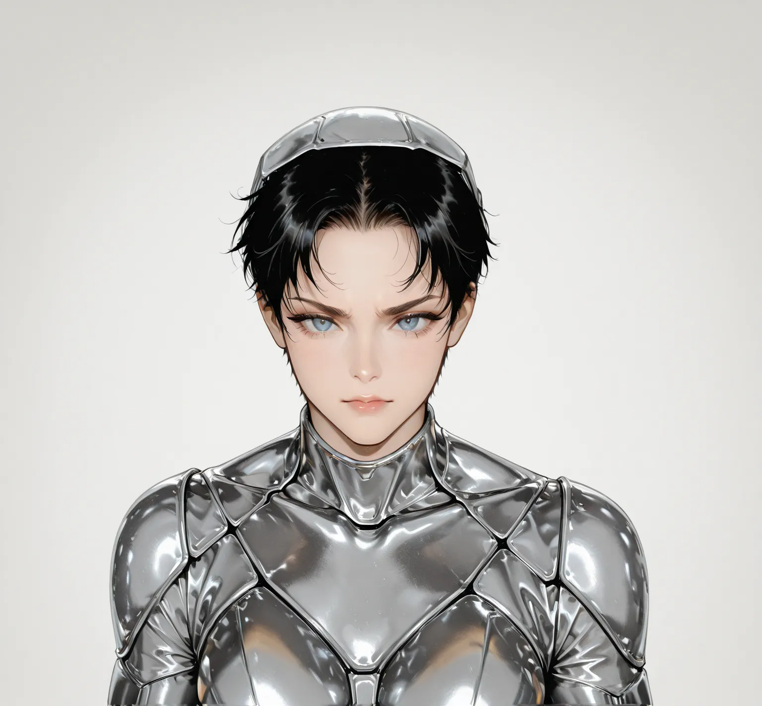 Elegant and futuristic metalic suit