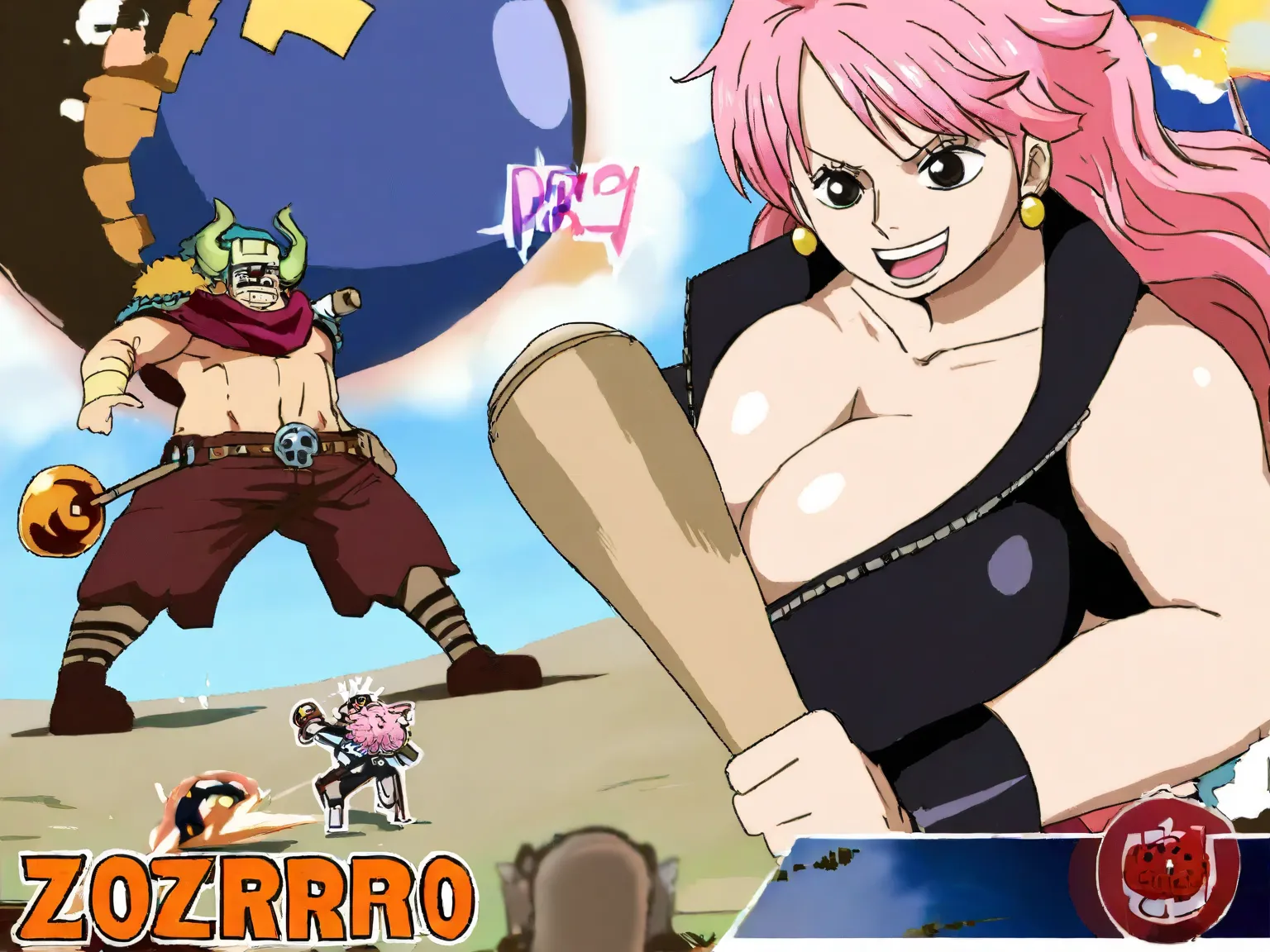 one piece, zorro against ruffy, full power training, bursting earth