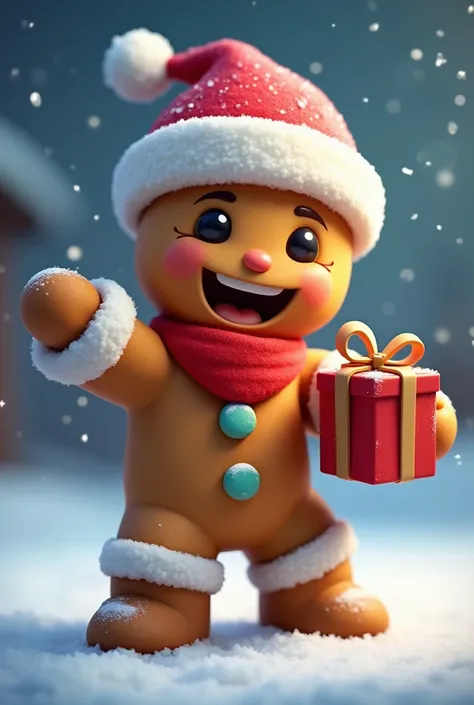 A wall breaker from Clash of Clans but him being a Christmas gingerbread cookie, He must hold a gift and look like the original wall breaker, but only with ice details, Or other candies, Like a typical Christmas cookie