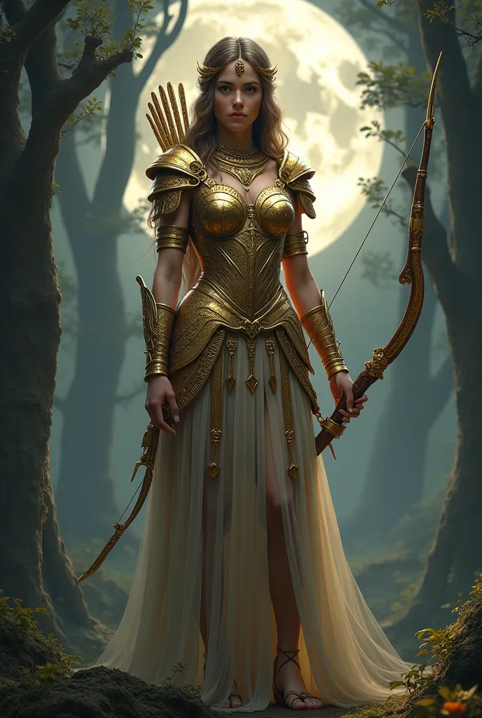 Fusion of Athena with her golden armor + Artemis with her bow 