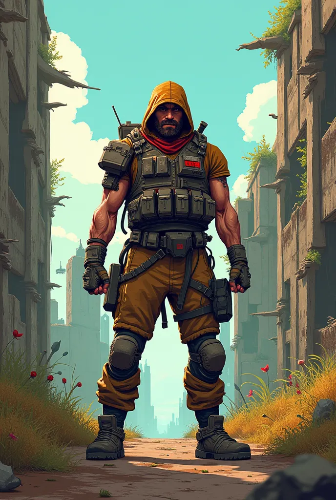 Beautiful picture in the style of the Rust game, cartoon,