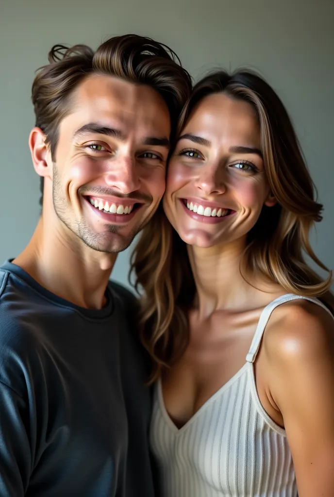 there is a man and woman posing for a picture together, 📷 mungojerrie and rumpleteazer, they are siblings, kiernan shipka, charli bowater and artgeem, couple pose, julia hetta, they are in love, yamy, both smiling for the camera, olivia de bernardinis, wit...